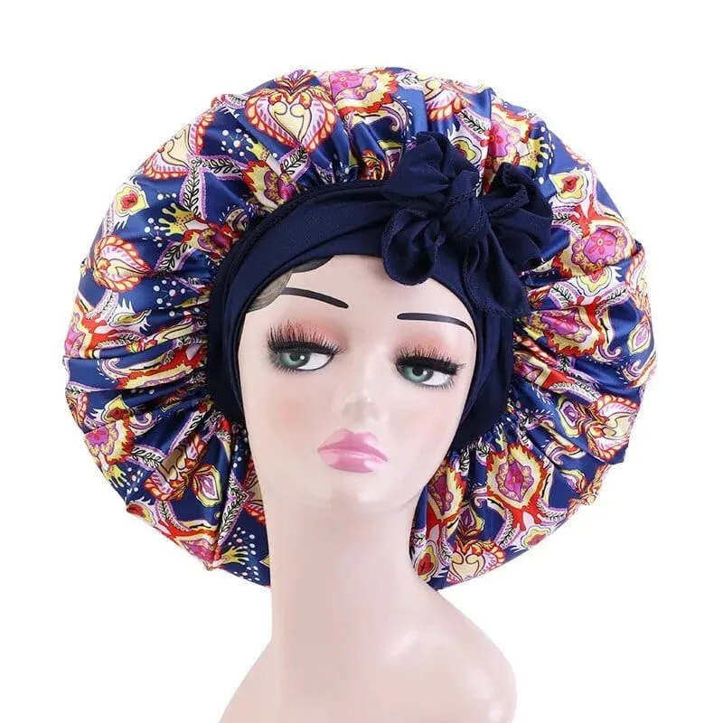 Wide Band Satin Bonnet Cap