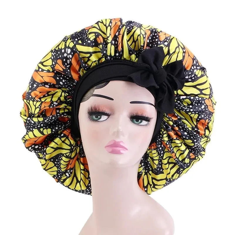 Wide Band Satin Bonnet Cap
