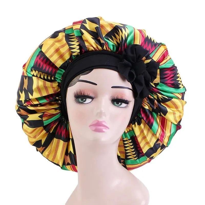Wide Band Satin Bonnet Cap