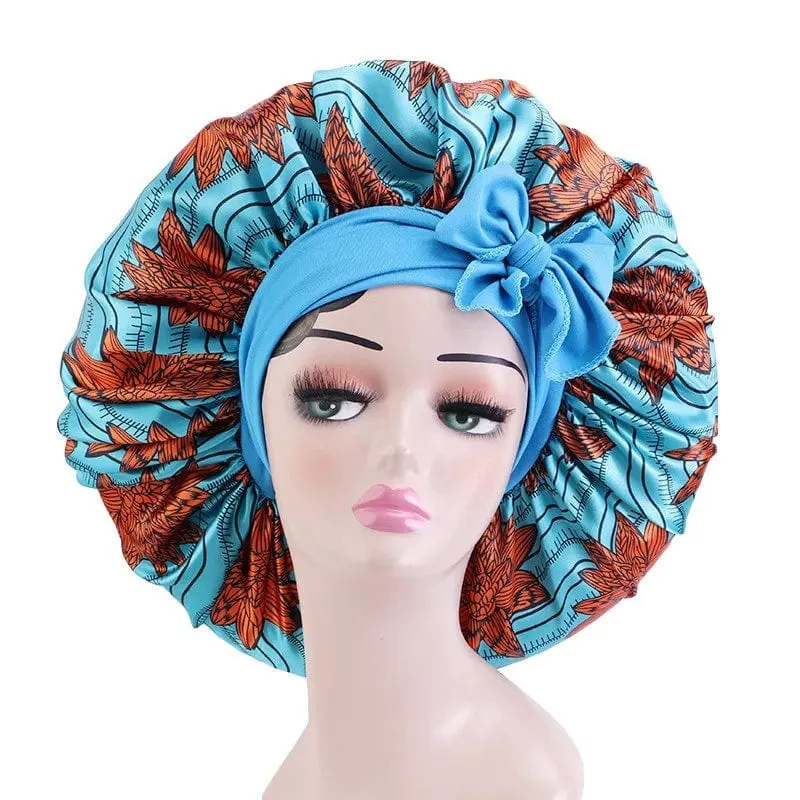 Wide Band Satin Bonnet Cap