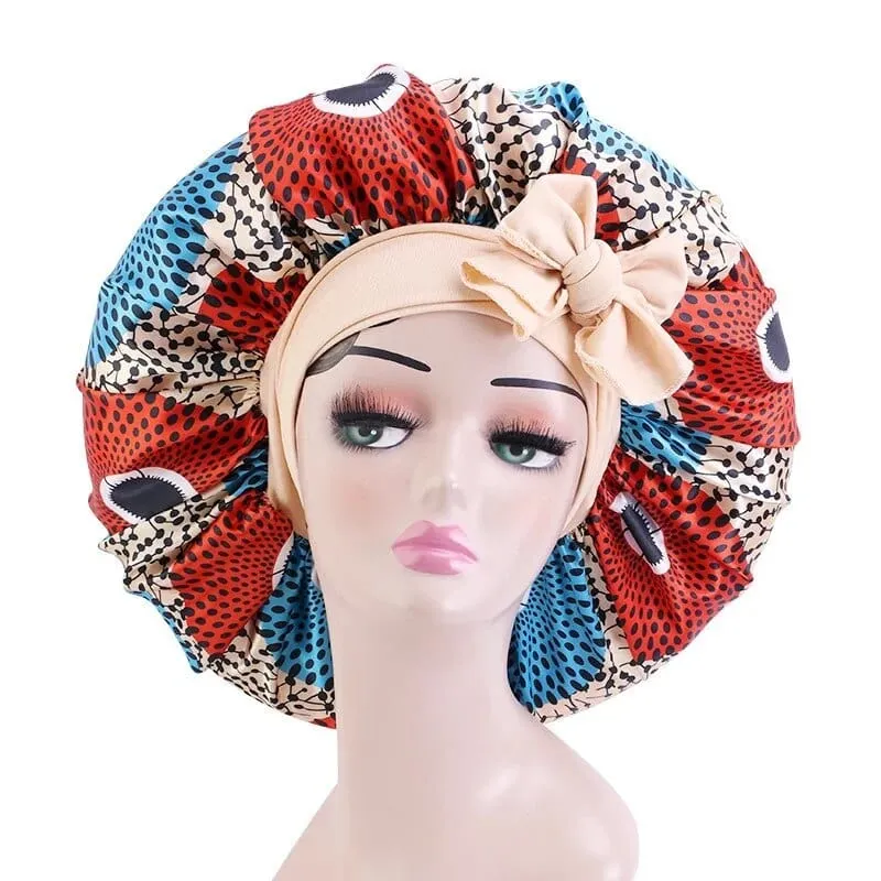 Wide Band Satin Bonnet Cap
