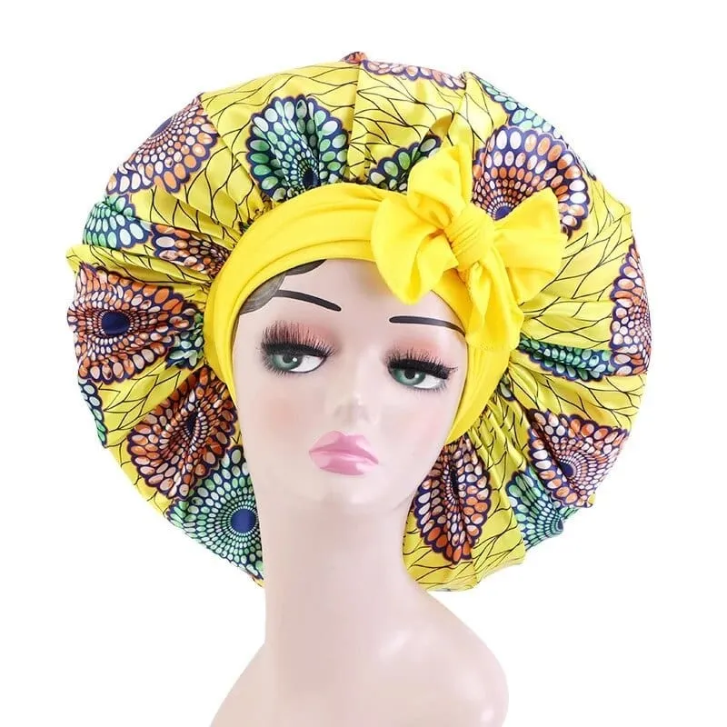 Wide Band Satin Bonnet Cap