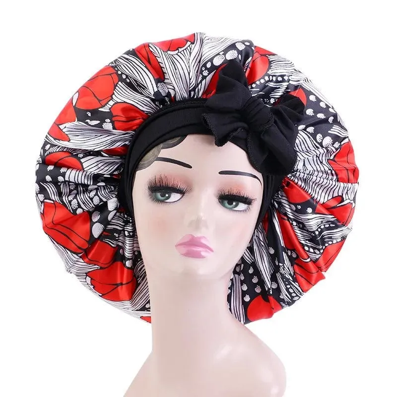 Wide Band Satin Bonnet Cap