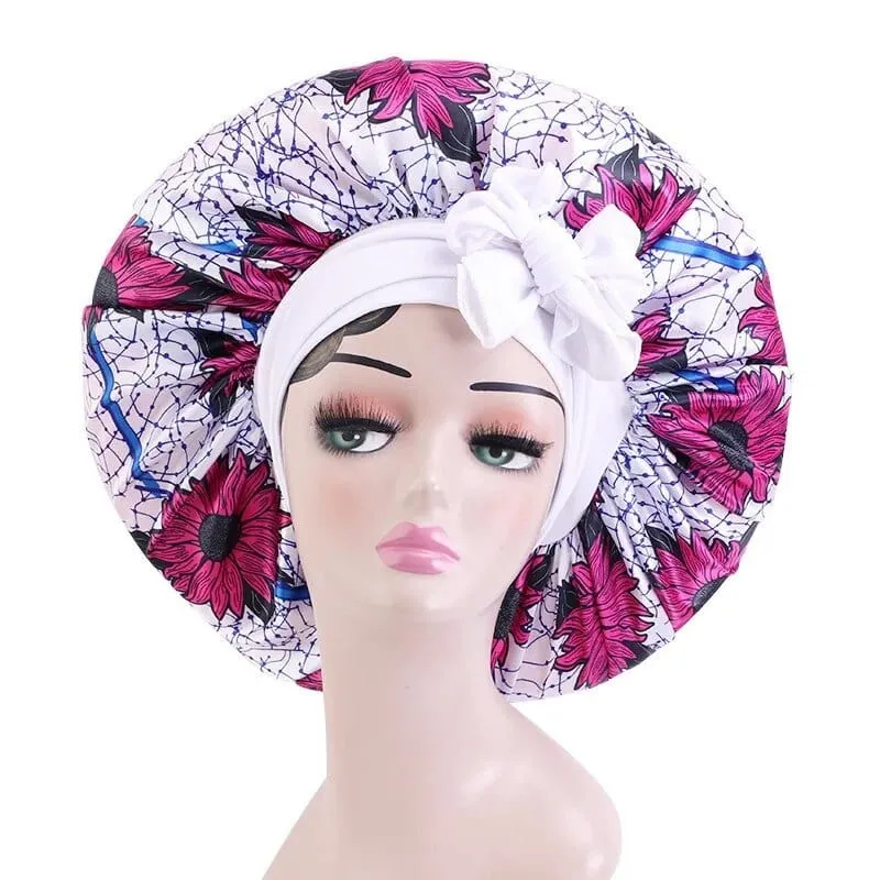 Wide Band Satin Bonnet Cap