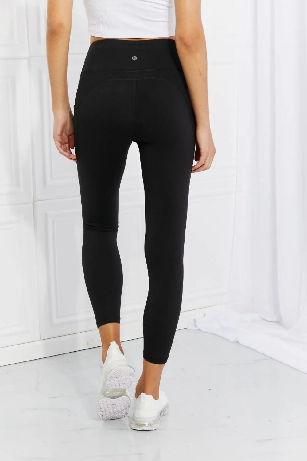 Wide Waistband Reflective Dot Black Active Leggings