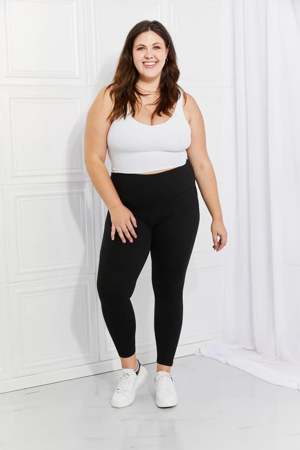 Wide Waistband Reflective Dot Black Active Leggings