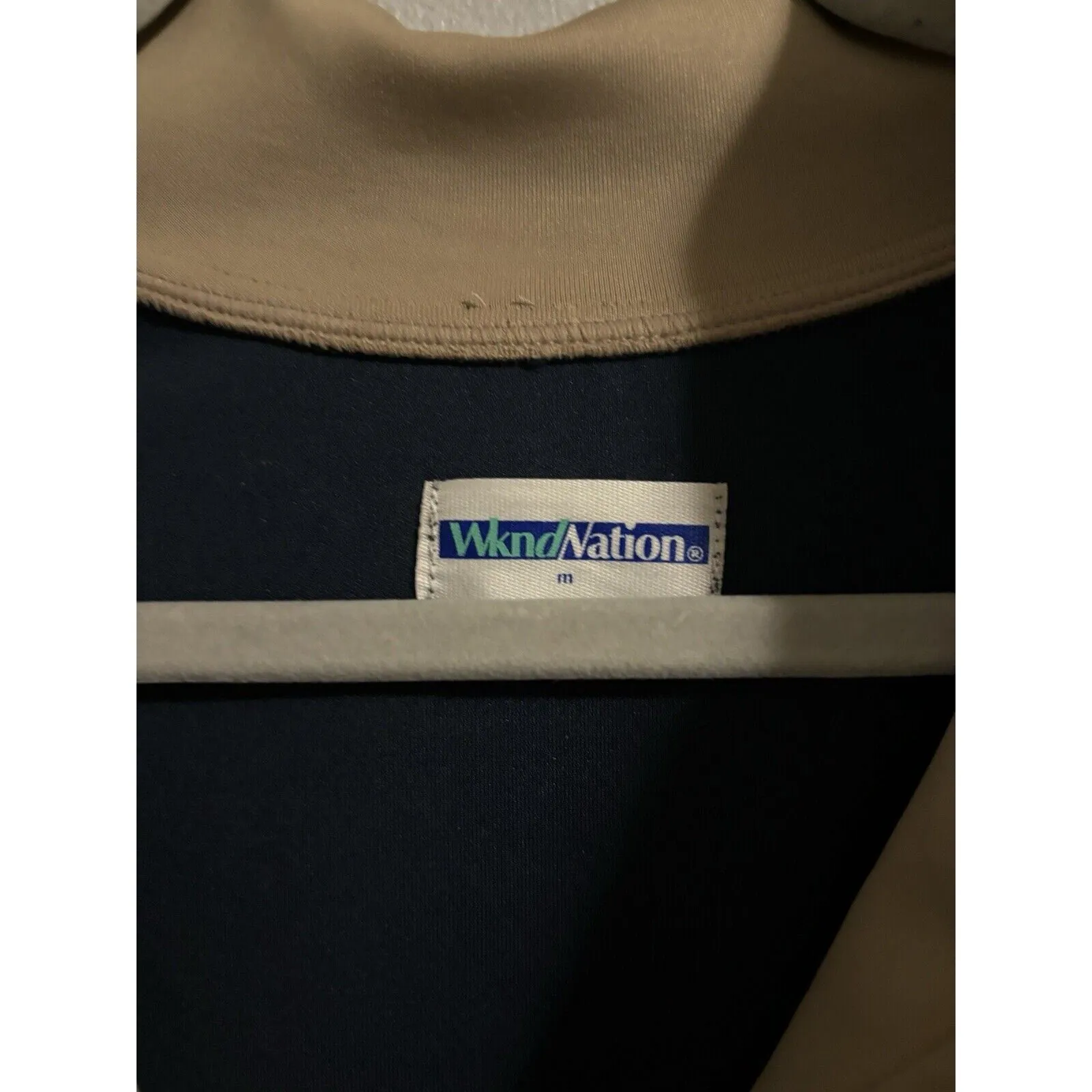 Wknd Nation Women's Two-Toned Half Zip Pullover – Blue & Cream, Size Medium