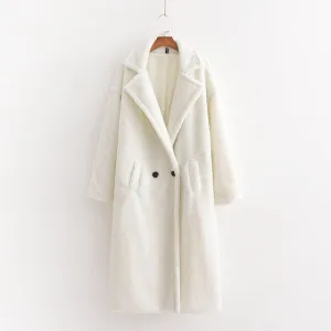 Women Beige Teddy Coat Thick Warm Cashmere Jacket