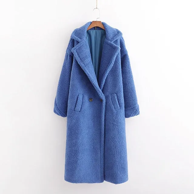 Women Beige Teddy Coat Thick Warm Cashmere Jacket