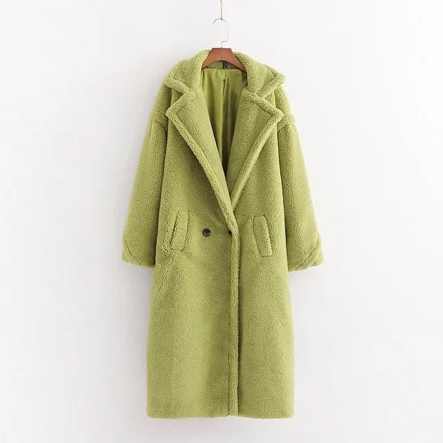 Women Beige Teddy Coat Thick Warm Cashmere Jacket