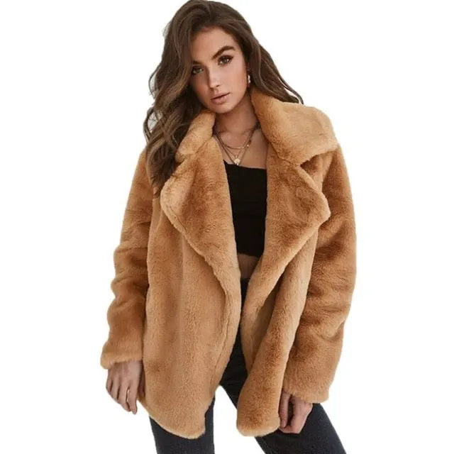 Women Faux Fur Coat Teddy Bear Jacket