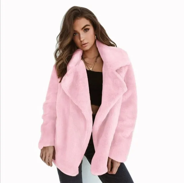Women Faux Fur Coat Teddy Bear Jacket