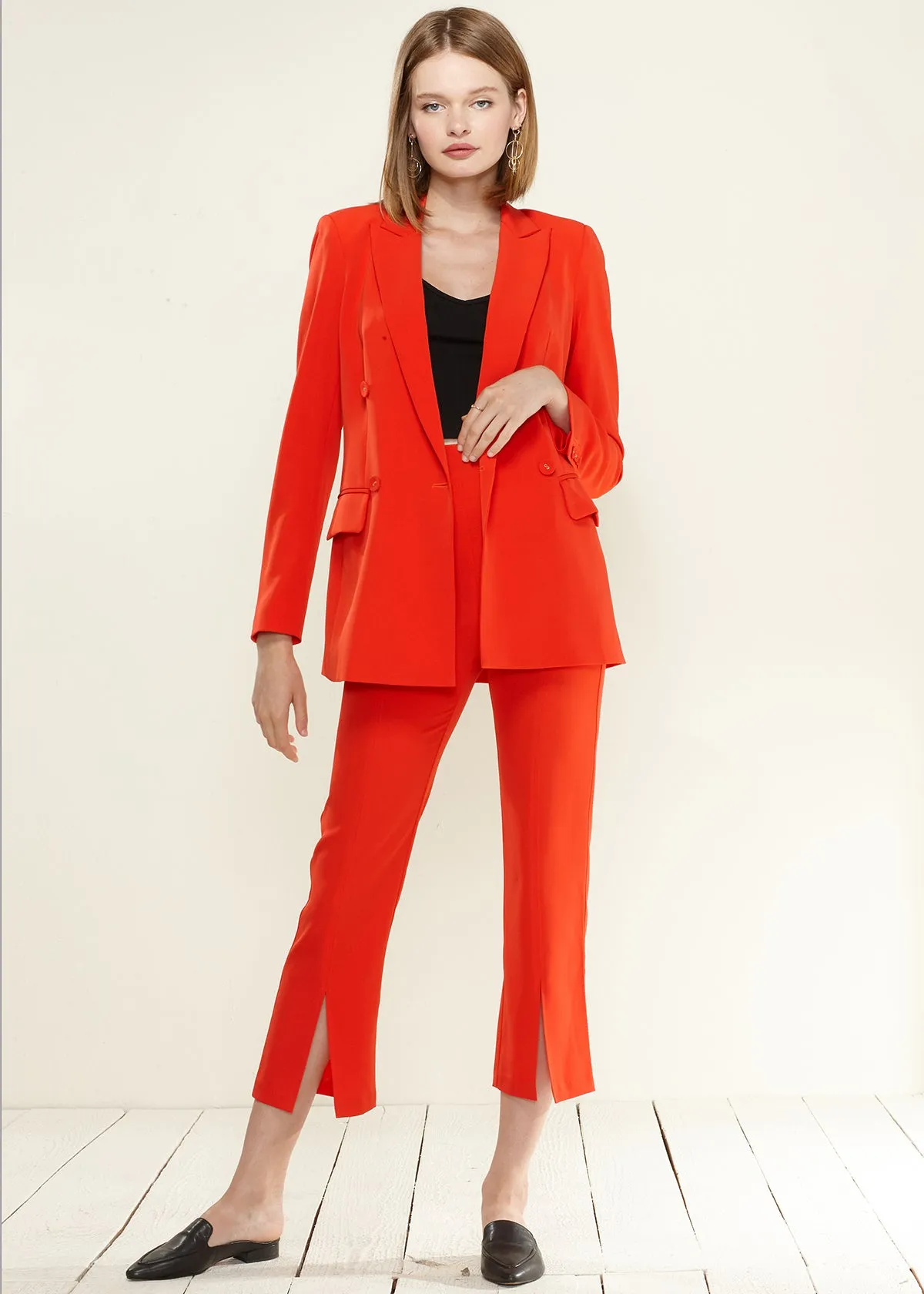 Women's Double Breasted Blazer In Poppy Red