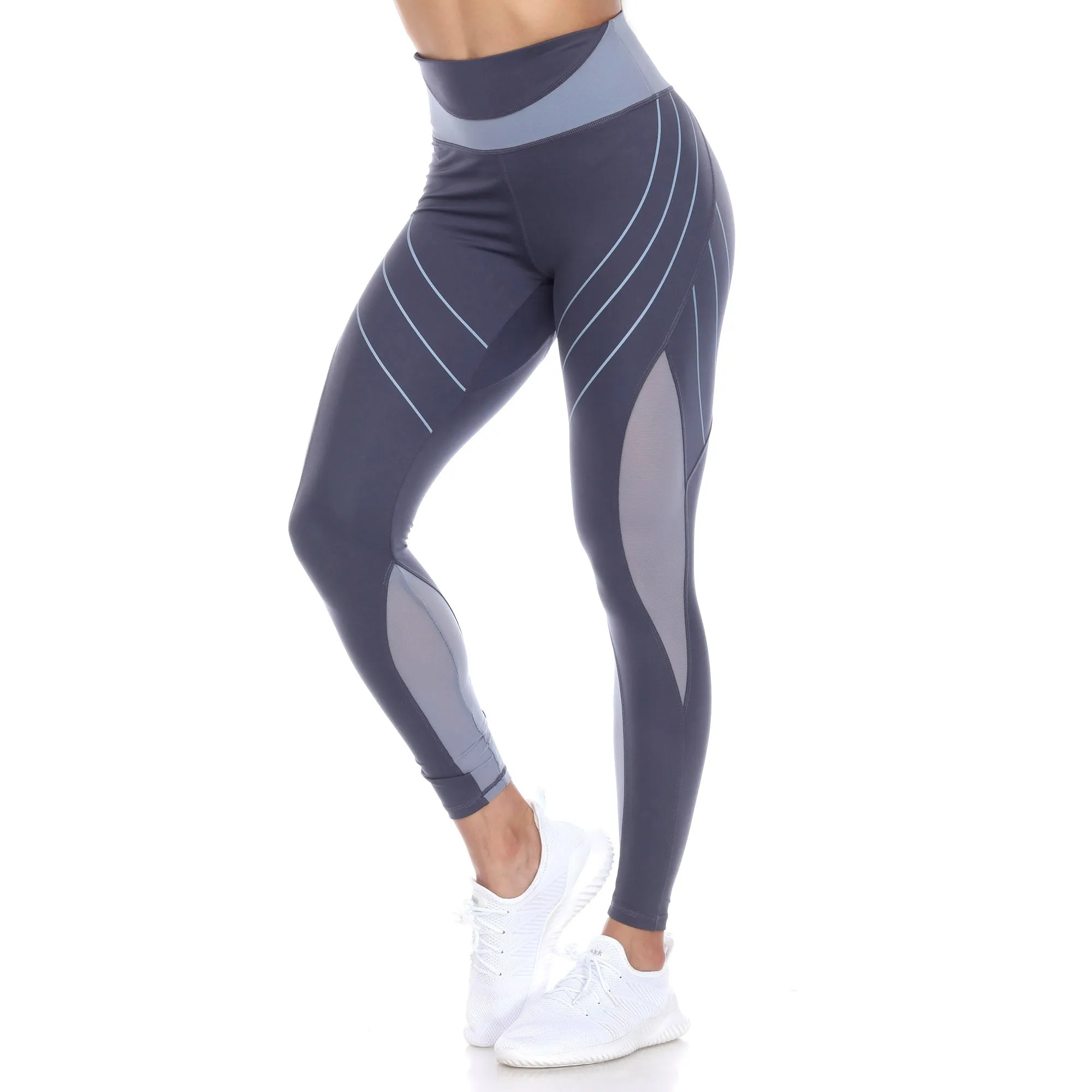 Women's High-Waist Reflective Piping Fitness Leggings