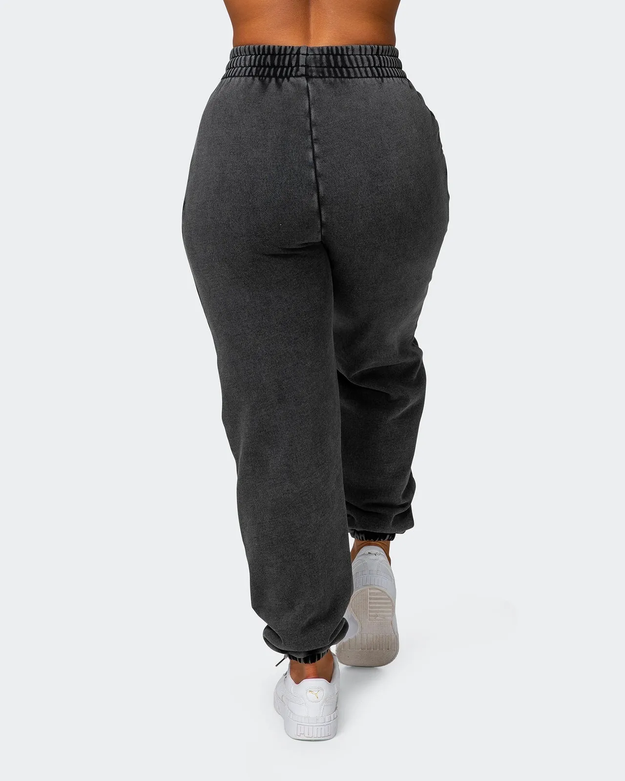 Womens Slouchy Vintage Trackies - Washed Black