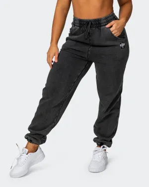 Womens Slouchy Vintage Trackies - Washed Black