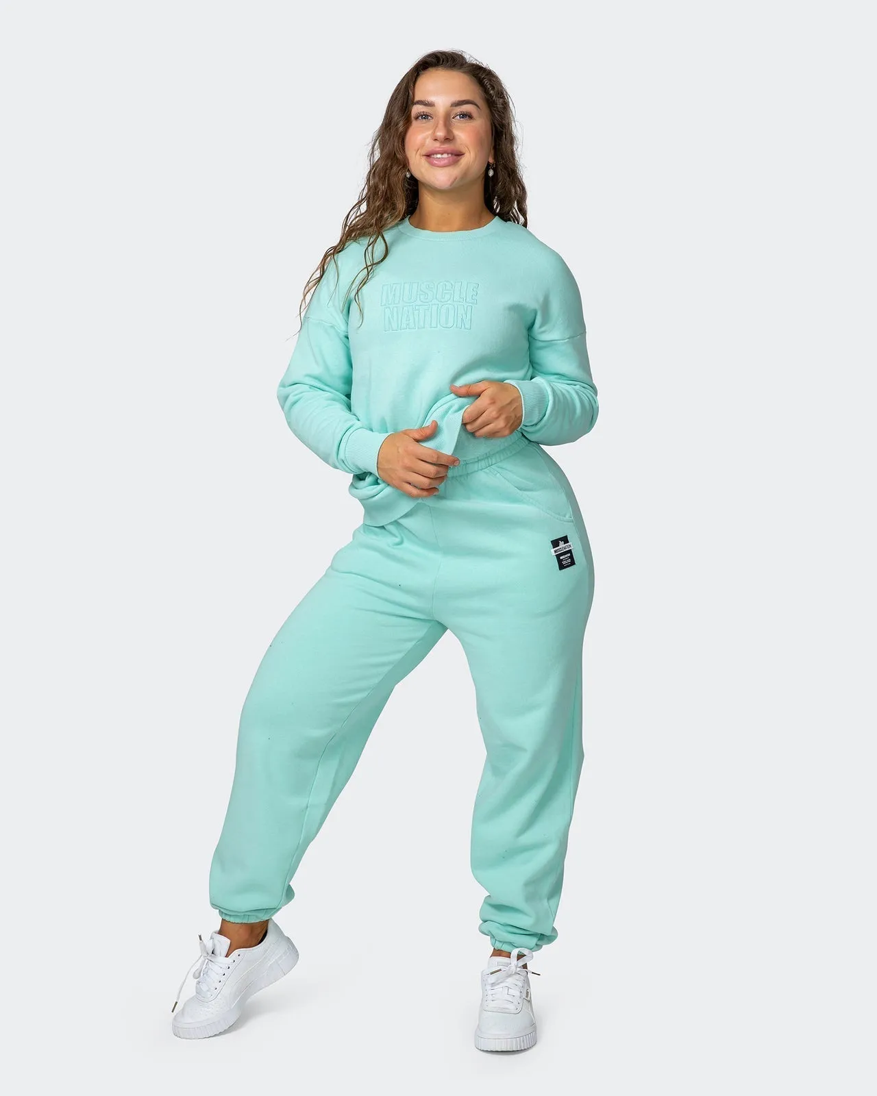Womens Slouchy Vintage Trackies - Washed Peppermint