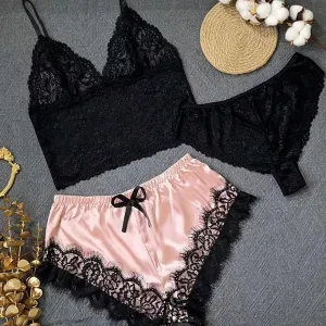 Wonderful 3 Piece Pajamas Set - Black