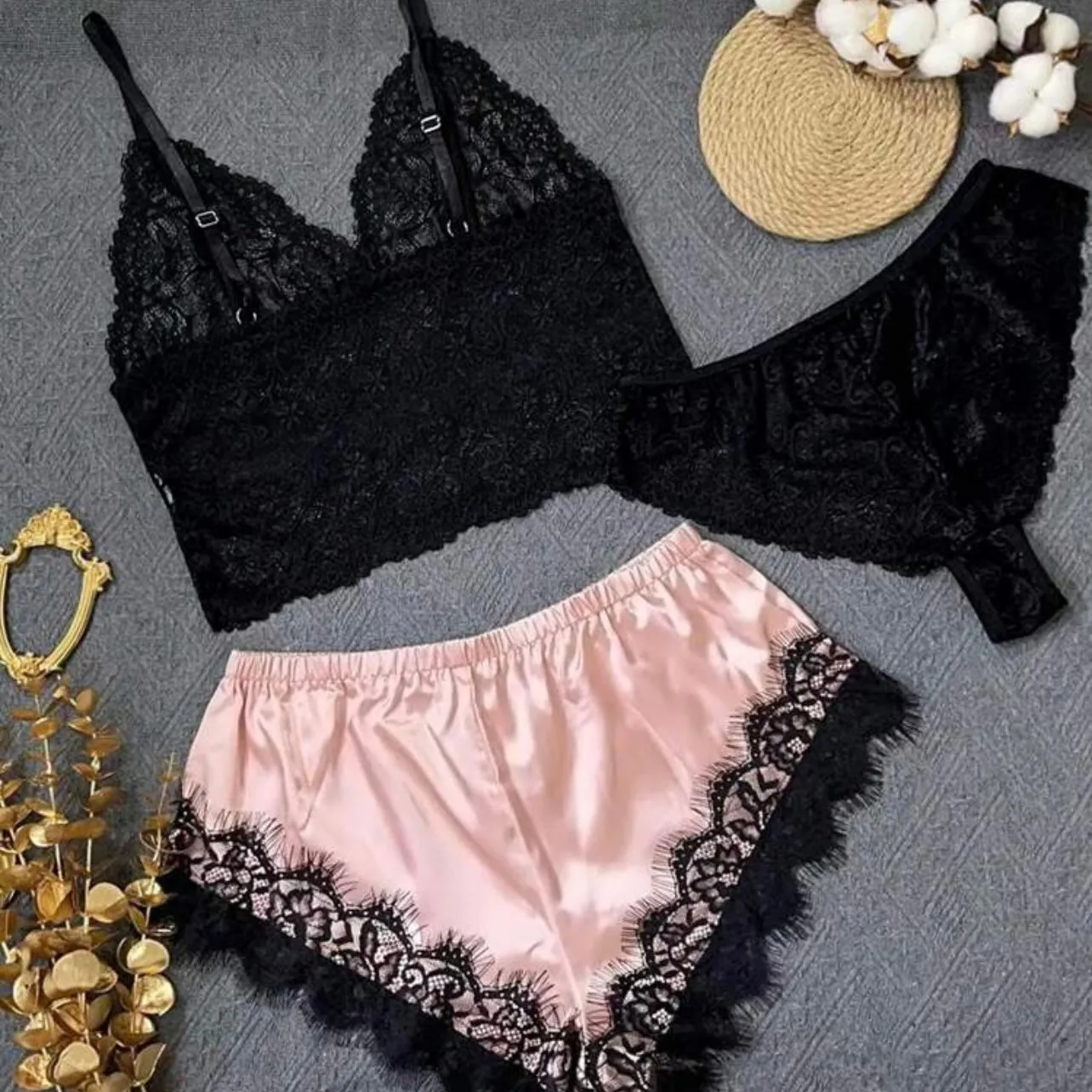 Wonderful 3 Piece Pajamas Set - Black