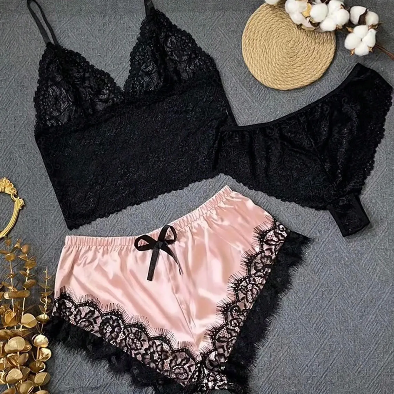 Wonderful 3 Piece Pajamas Set - Black