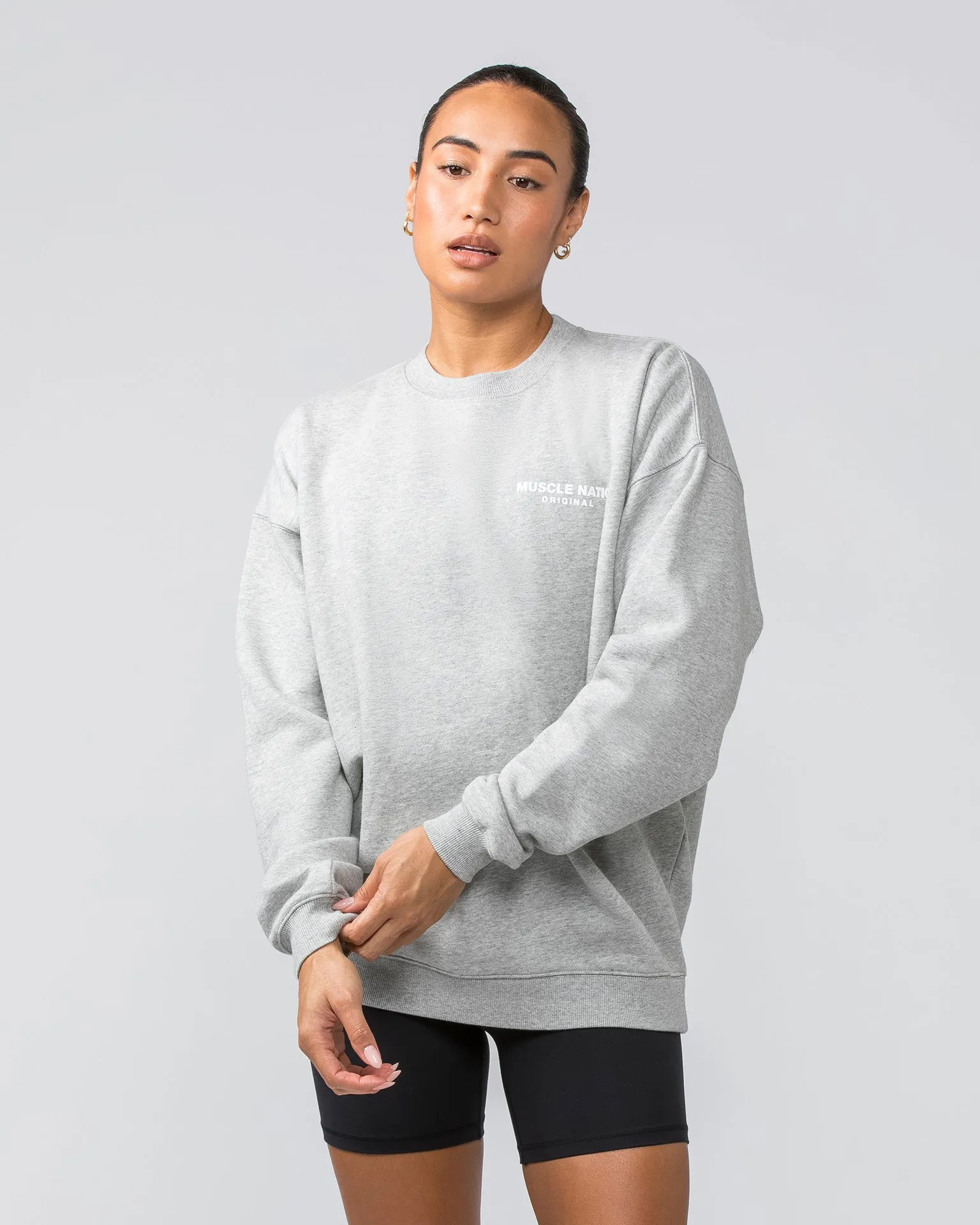 Worldwide Crew Pullover - Grey Marl