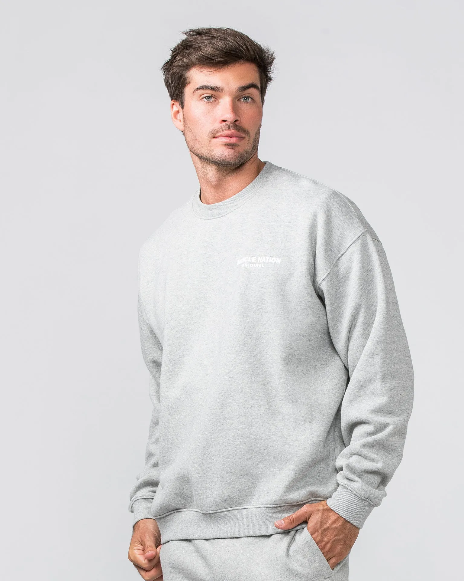Worldwide Crew Pullover - Grey Marl