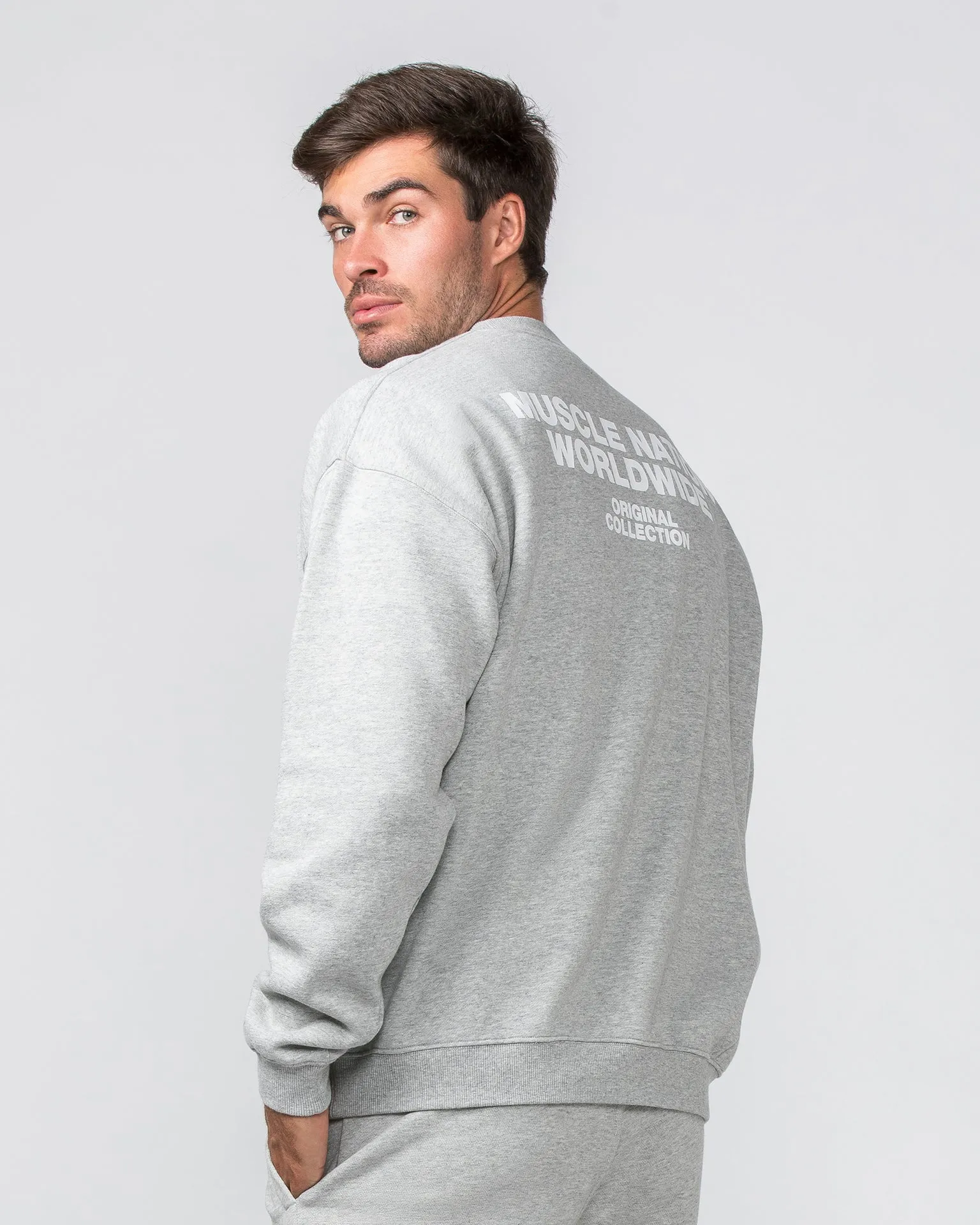 Worldwide Crew Pullover - Grey Marl