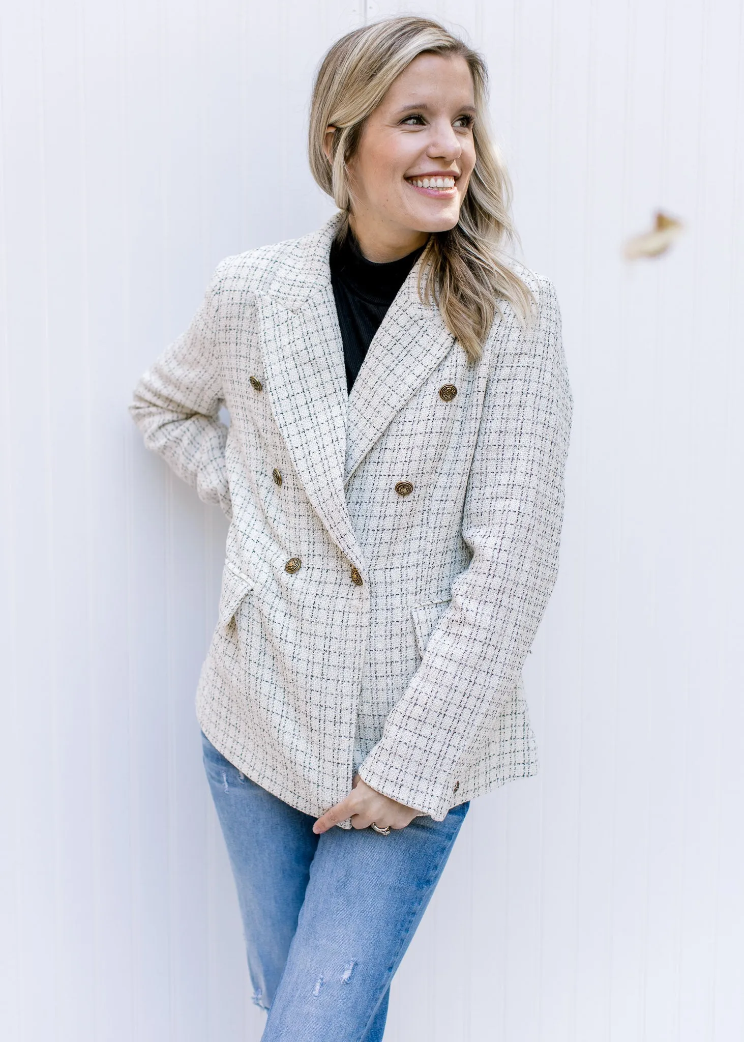 X The Textured Cream Blazer