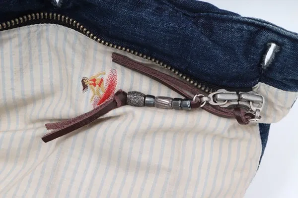 [XL] Remi Relief Denim Leather Down Vest