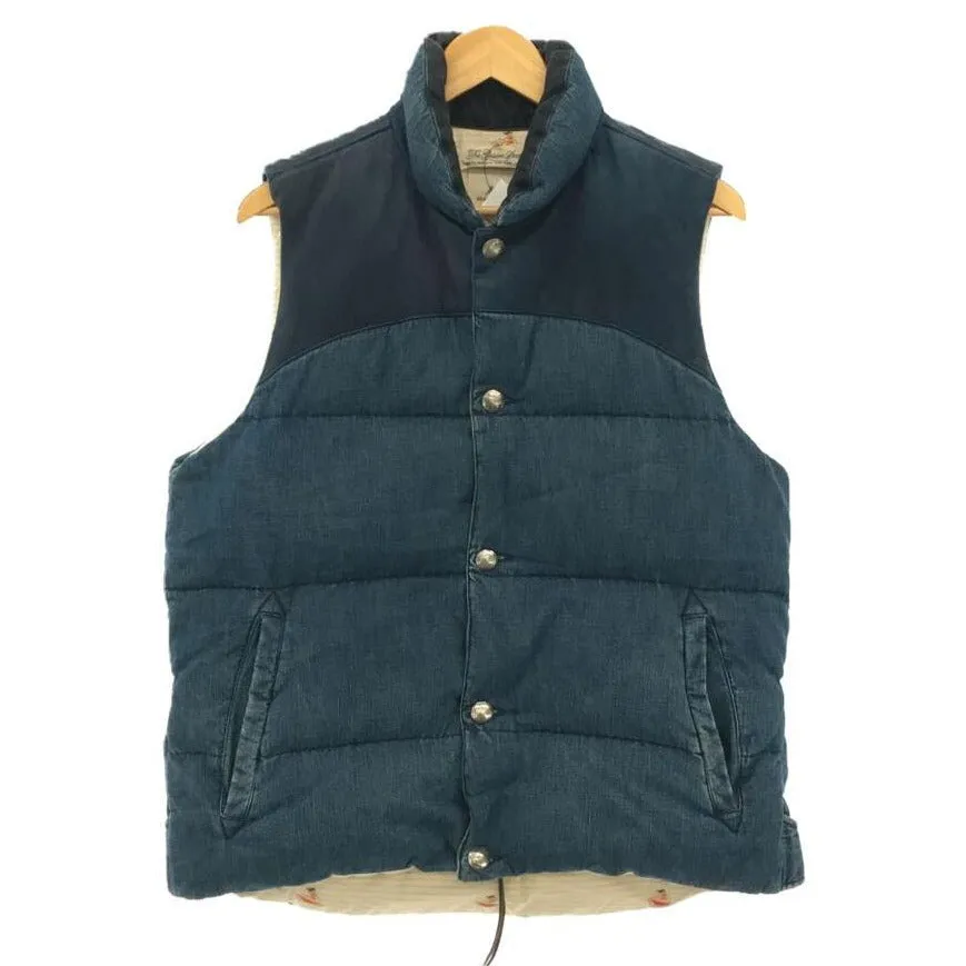 [XL] Remi Relief Denim Leather Down Vest