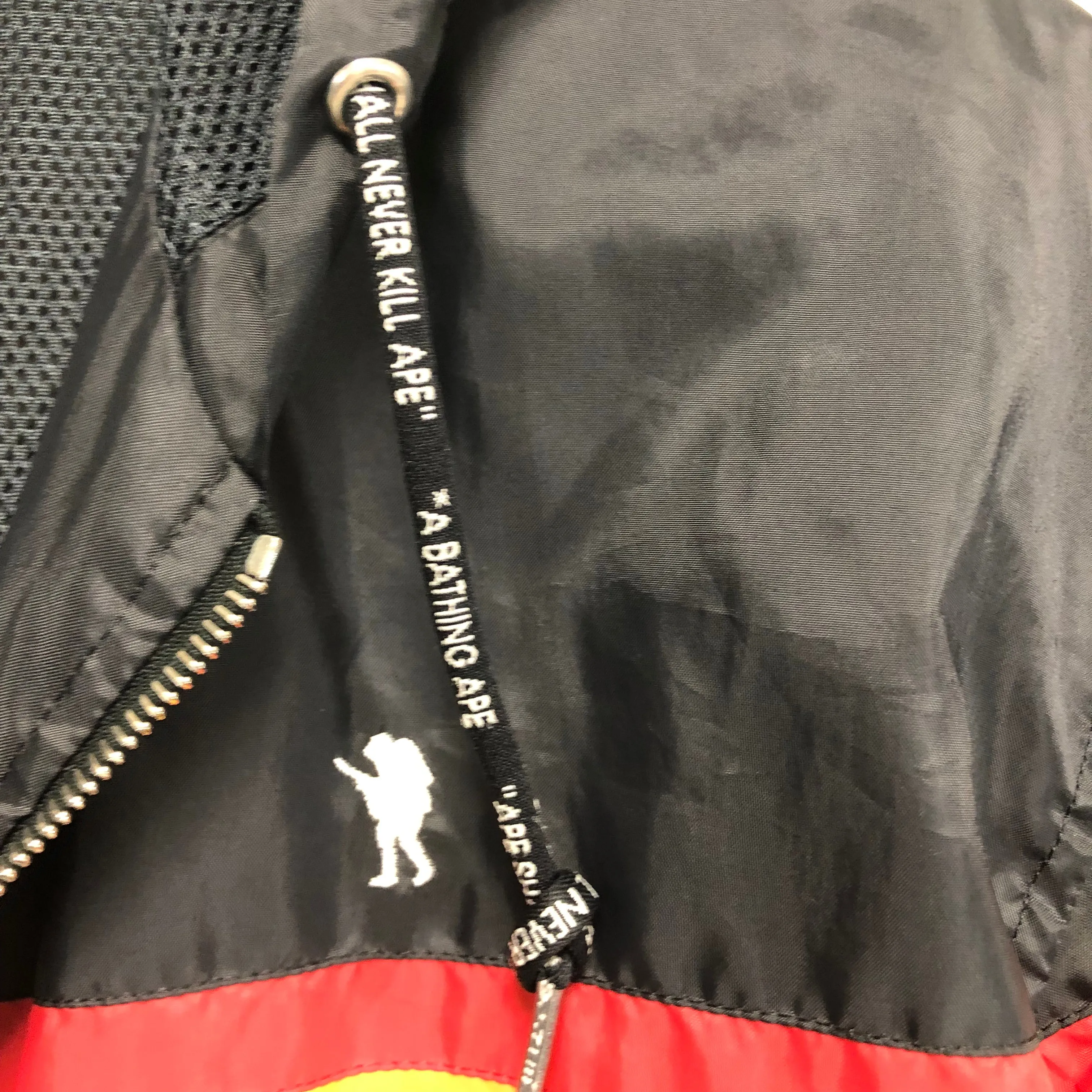 [XS] A Bathing Ape Bape Vintage Footsoldier Rainbow Nylon Hooded Jacket Black