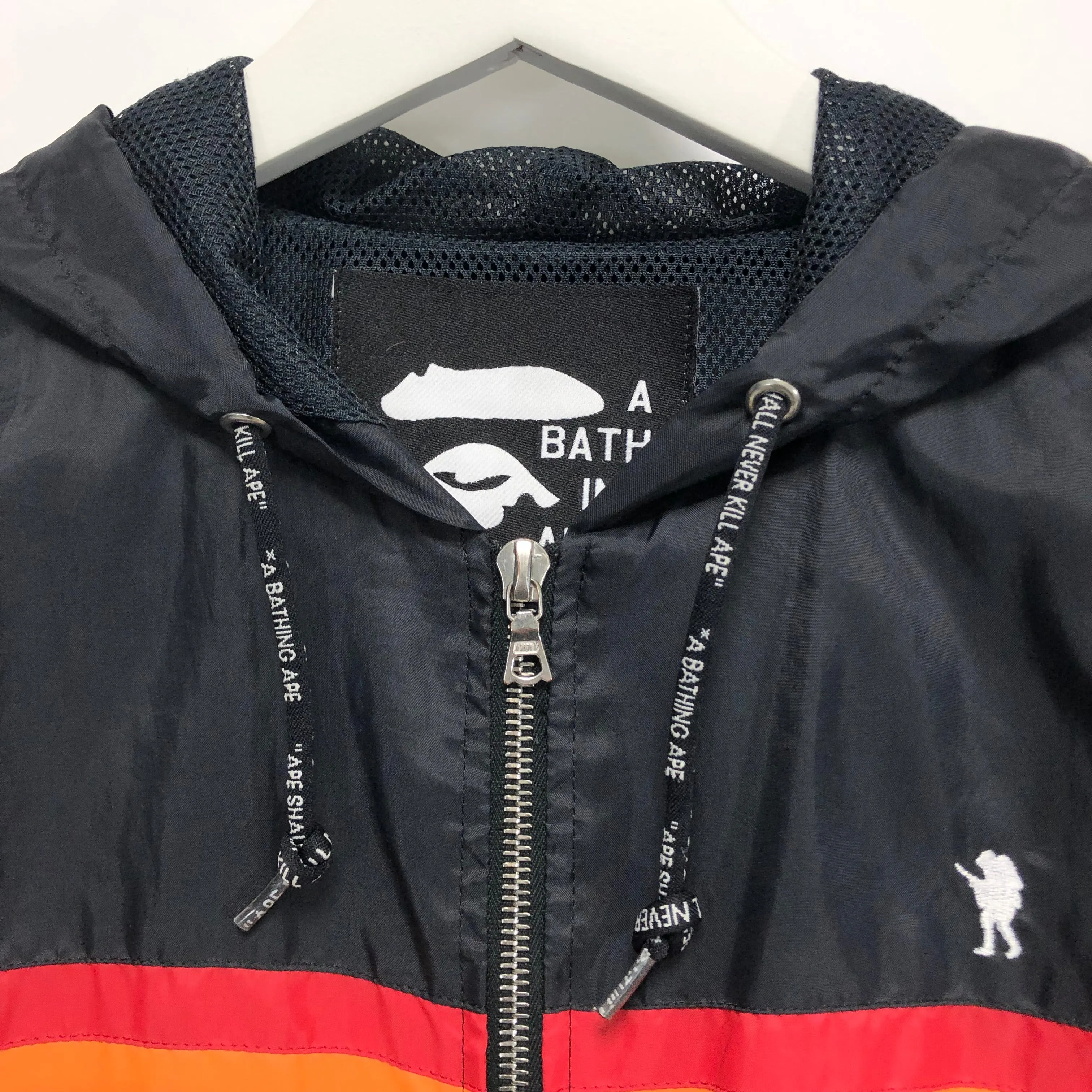 [XS] A Bathing Ape Bape Vintage Footsoldier Rainbow Nylon Hooded Jacket Black