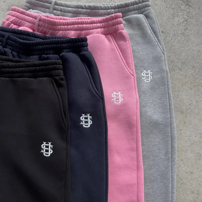 Y2k Street Wearing Solid Color Sport Pants Men and Women Couple Straight Leg Pants Hot