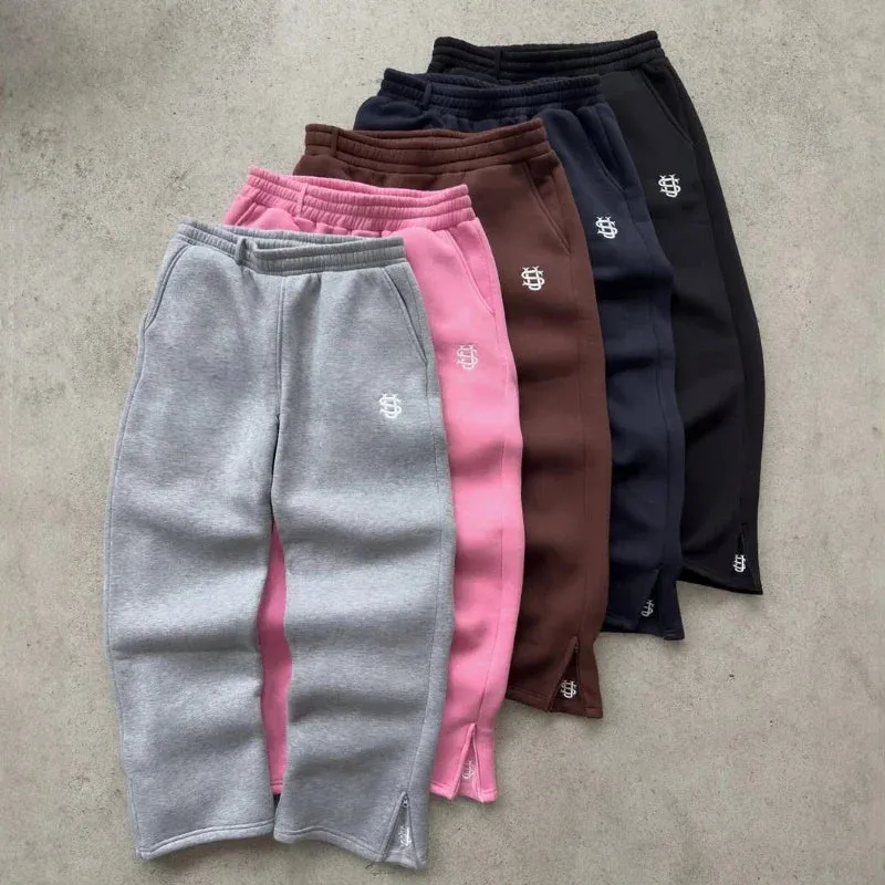Y2k Street Wearing Solid Color Sport Pants Men and Women Couple Straight Leg Pants Hot