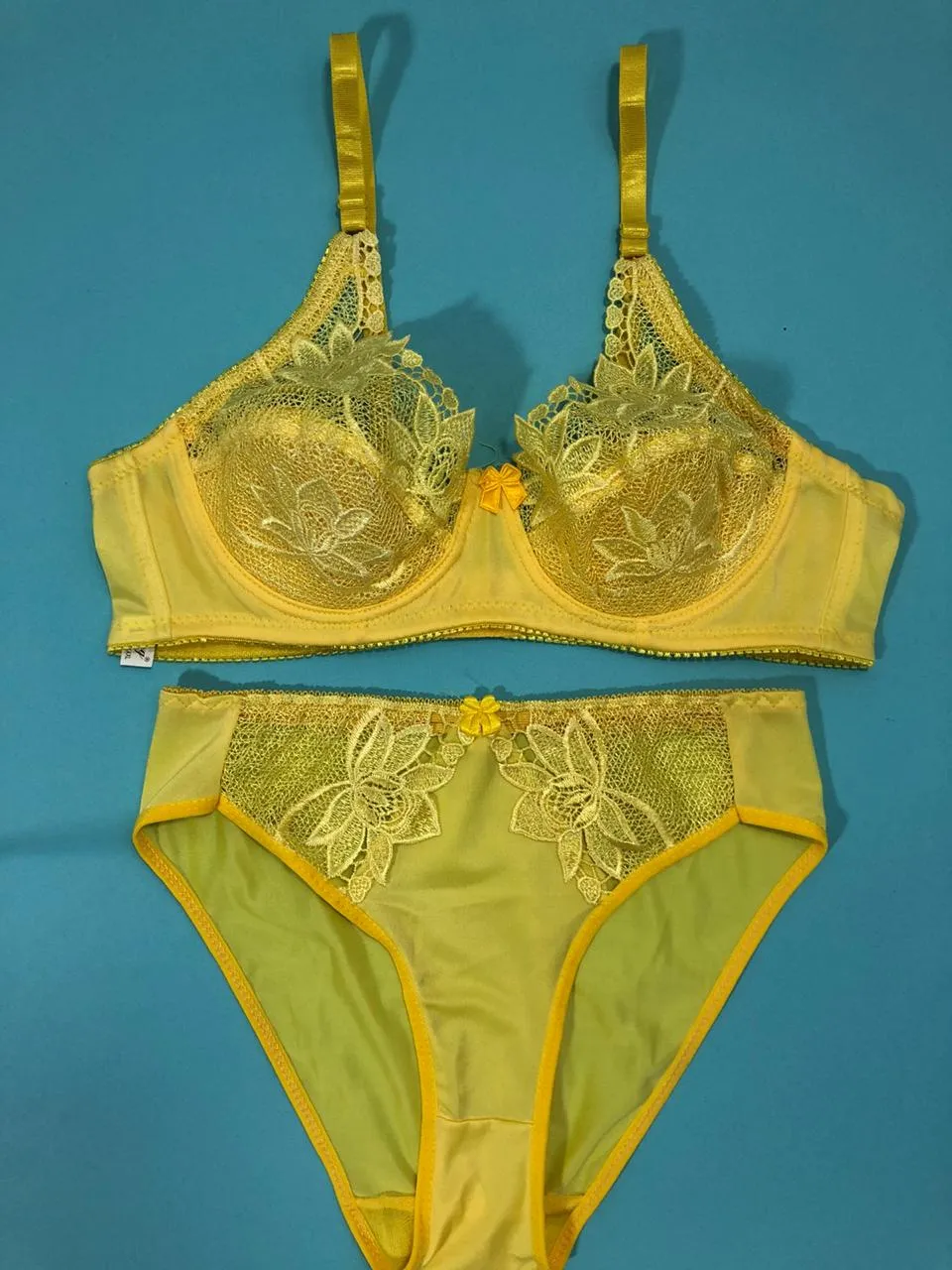 Yellow Bridal Bra Panty Sets - Non Psdded Underwired Bra Panty Set 2020