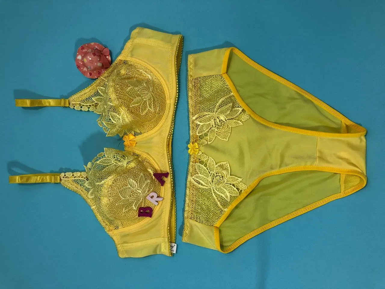 Yellow Bridal Bra Panty Sets - Non Psdded Underwired Bra Panty Set 2020