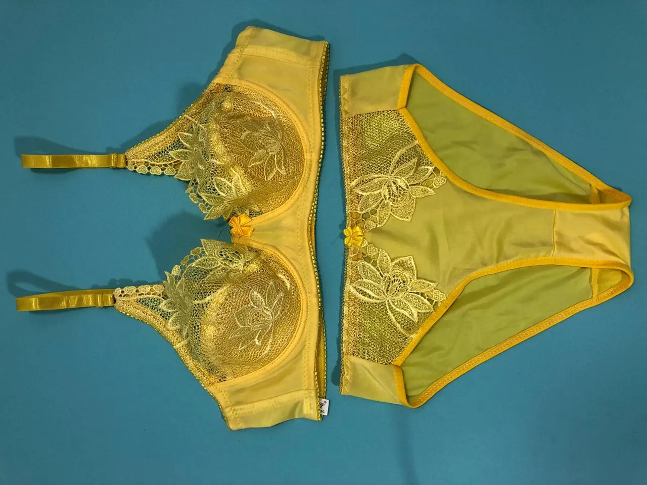 Yellow Bridal Bra Panty Sets - Non Psdded Underwired Bra Panty Set 2020