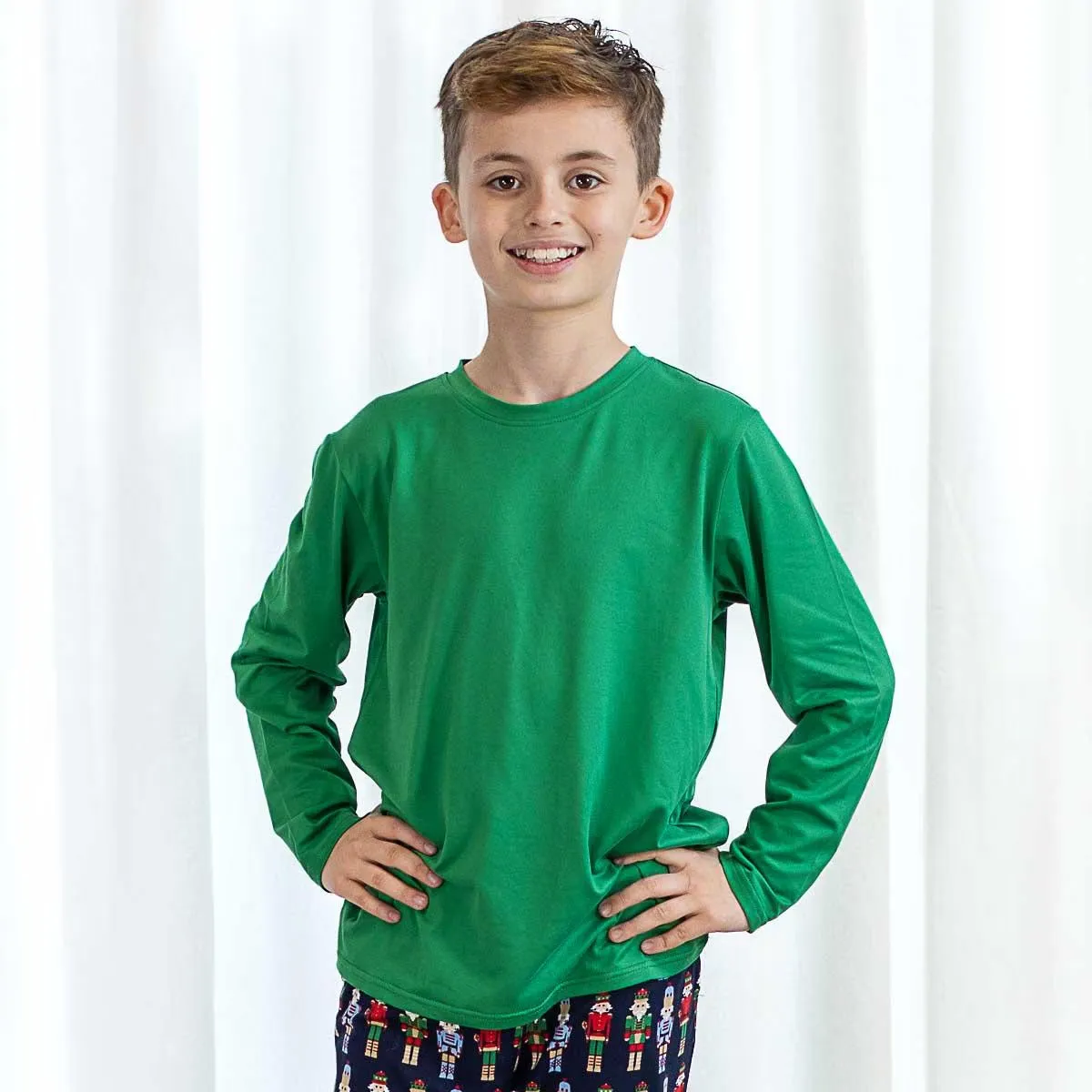 Youth Crew Neck Long Sleeve T-Shirt Jolly Green