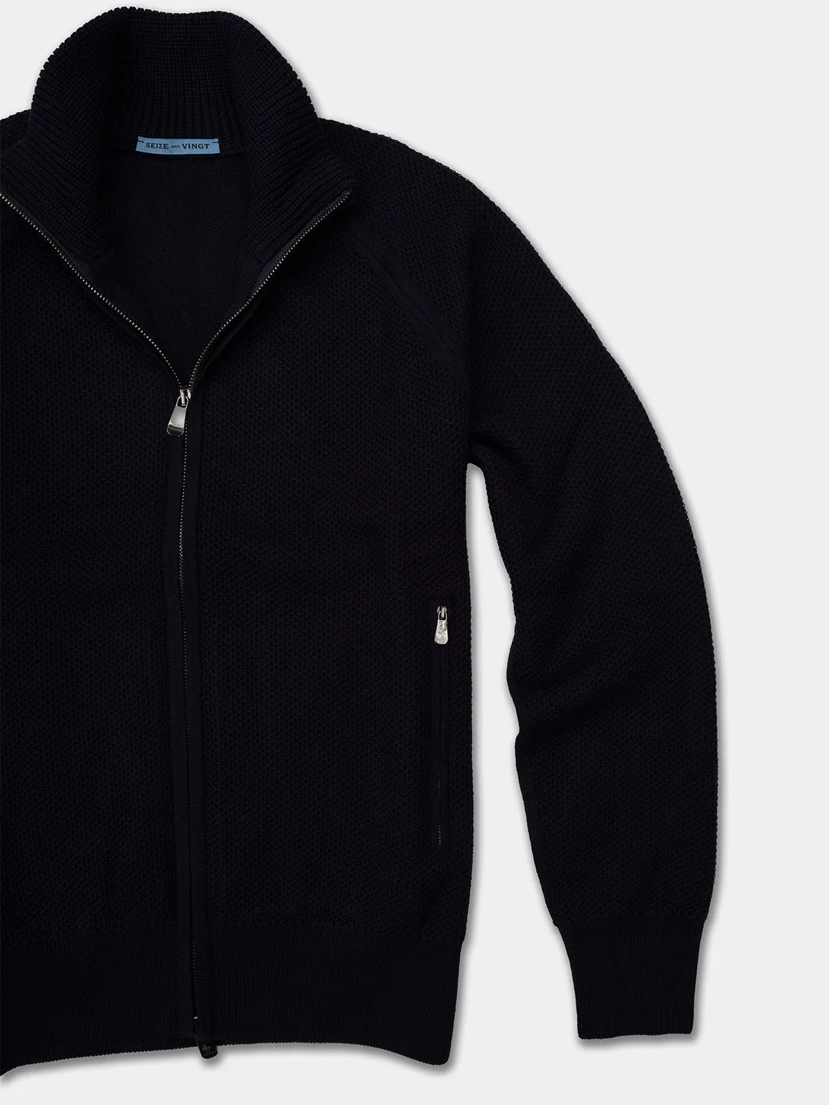 Zermatt Navy Wool Knit Bomber