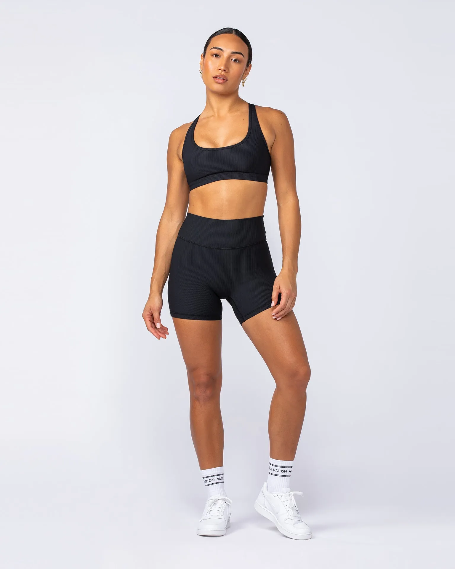 Zero Rise Rib Midway Shorts - Black (Silicone Logo)