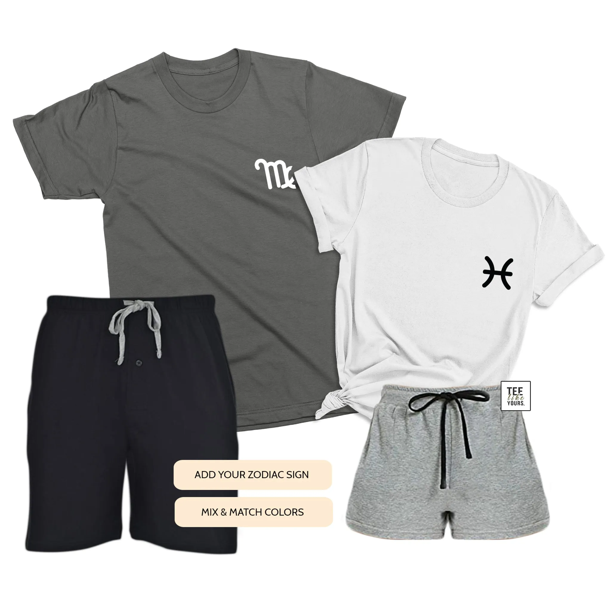 Zodiac Couple Matching Pajamas with Shorts