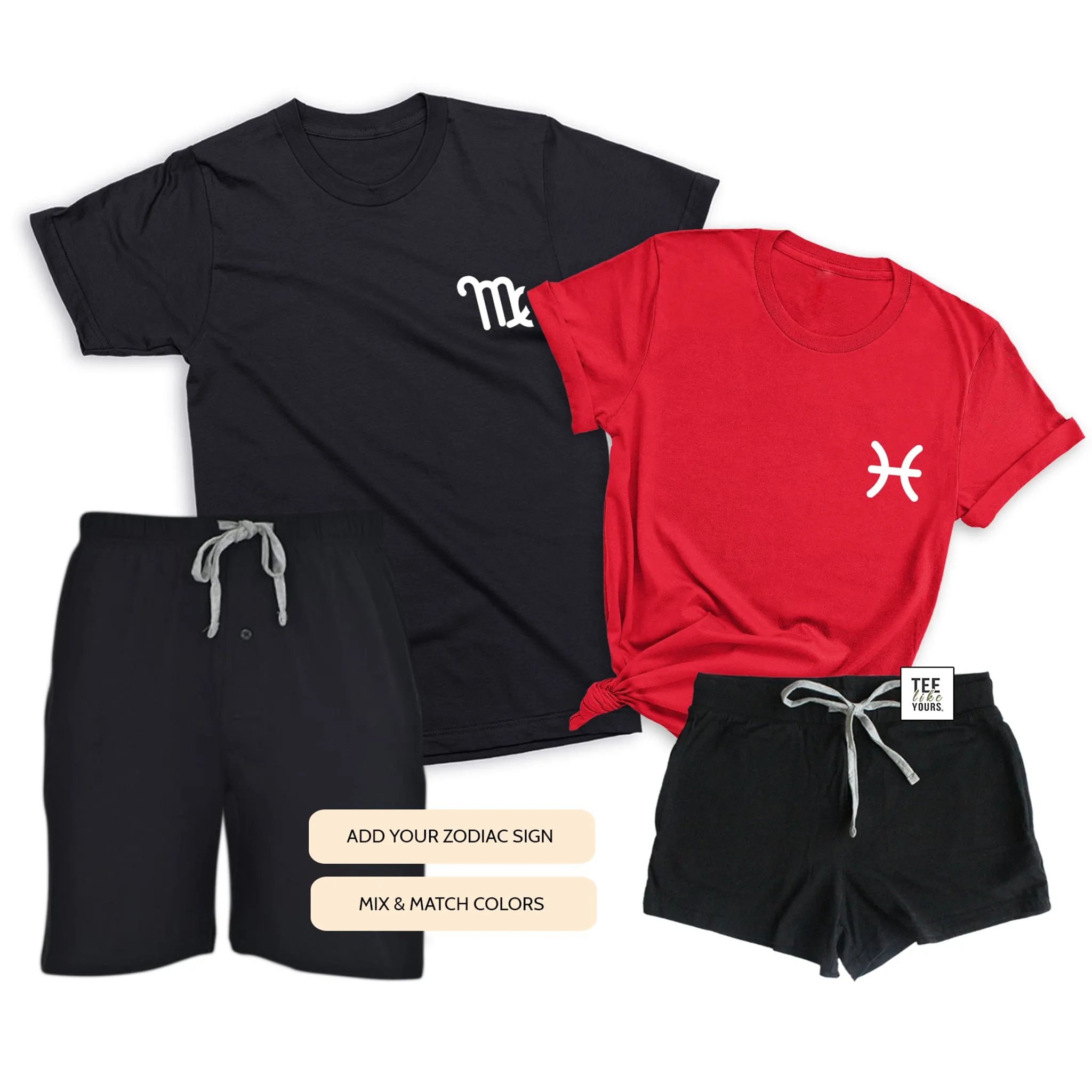 Zodiac Couple Matching Pajamas with Shorts